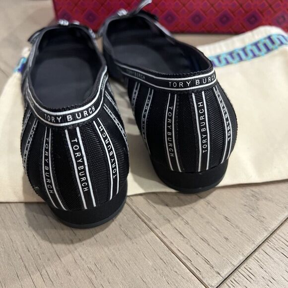Tory Burch Penelope Mesh Flats Pointed Toe Logo Size 7.5 NEW - Picture 10 of 15